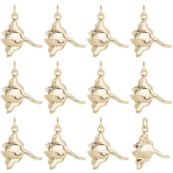 12шт. подвески из латуни в виде ската манты, без кадмия и без свинца, долговечный, стойки покрытие, с целью перехода в кольце