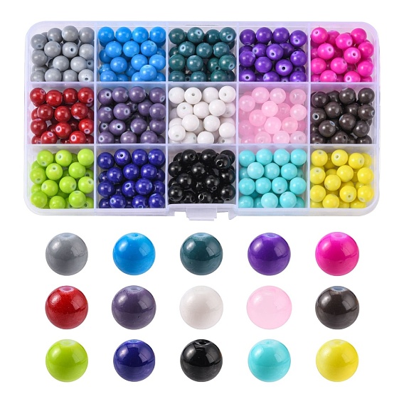 Baking Paint Glass Beads, Round