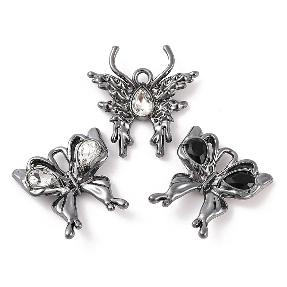 Латунные микропаве прозрачные подвески с фианитом, бабочка