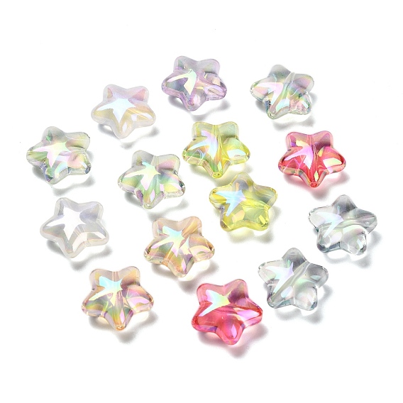Уф-покрытие прозрачные акриловые бусины, радужный, звезда