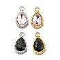 Real 14K Gold Plated 304 Stainless Steel Pendants, with Glass, Teardrop