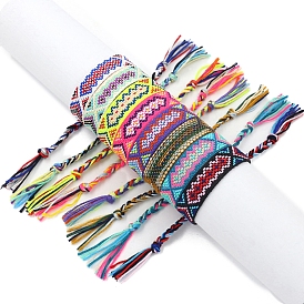 Bracelet cordon losange tressé en polyester bohème, bracelet réglable pour femme