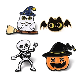 Halloween Alloy Enamel Brooch for Backpack Clothing, Ghost/Pumpkin/Owl/Bat