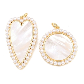 Латунь с подвесками из натуральных белых ракушек, с кромкой из АБС-пластика, имитирующей жемчуг, реальный 18 k позолоченный, долговечный, стойки покрытие, без свинца и без кадмия