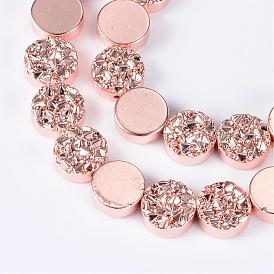 Electroplate Non-magnetic Synthetic Hematite Bead Strands, Flat Round