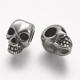 304 из нержавеющей стали бусы, череп, бусины с большим отверстием
