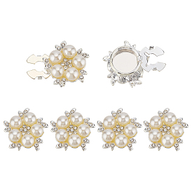 4запонки из искусственного жемчуга из сплава, цветок, со стразами