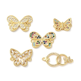 Стойка покрытие латунь кубический цирконий бабочка соединительные подвески, без свинца и без кадмия, реальный 18 k позолоченный