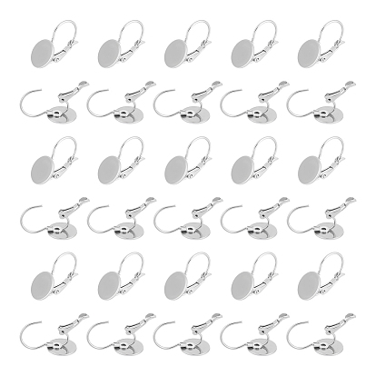 40 шт. 304 серьги с рычагом из нержавеющей стали, с плоской круглой оправой для кабошона