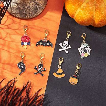 Подвесные украшения из эмалевого сплава на Хэллоуин, с цинковым сплавом застежками омаров коготь, разнообразные