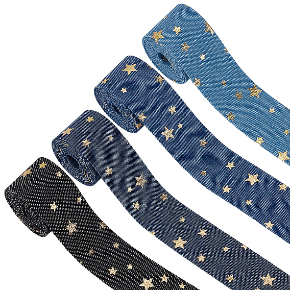 4м 4 цвета полиэстер джинсовая лента, лента со звездой с золотым тиснением, аксессуары для одежды