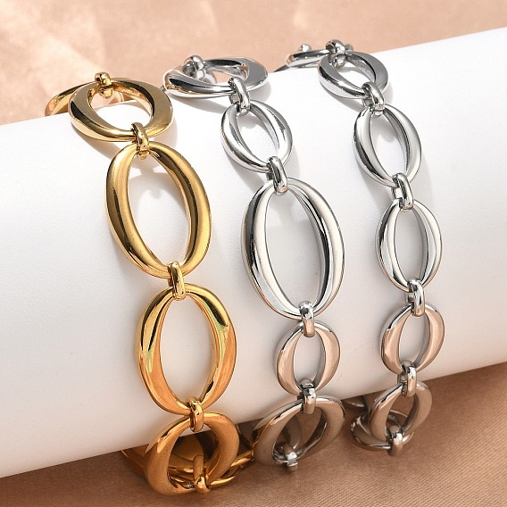 304 женские браслеты-цепочки со звеньями из нержавеющей стали, овальные