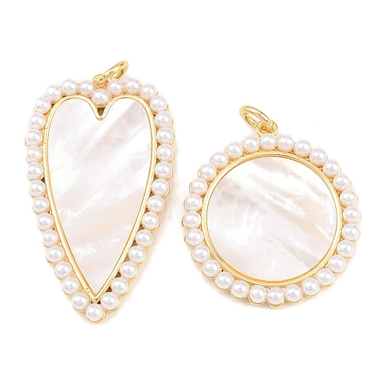 Латунь с подвесками из натуральных белых ракушек, с кромкой из АБС-пластика, имитирующей жемчуг, реальный 18 k позолоченный, долговечный, стойки покрытие, без свинца и без кадмия