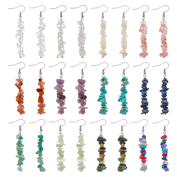 316 серьги-подвески из хирургической нержавеющей стали, с натуральным и синтетическим драгоценным камнем, цвет нержавеющей стали