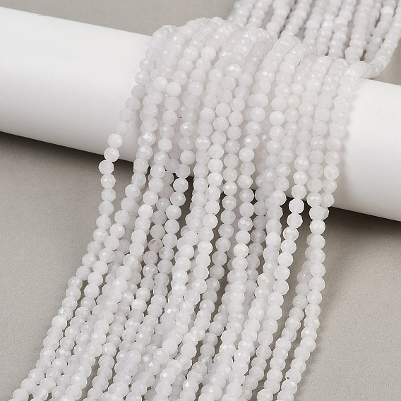 Бусины из натурального радужного лунного камня, граненые, круглые