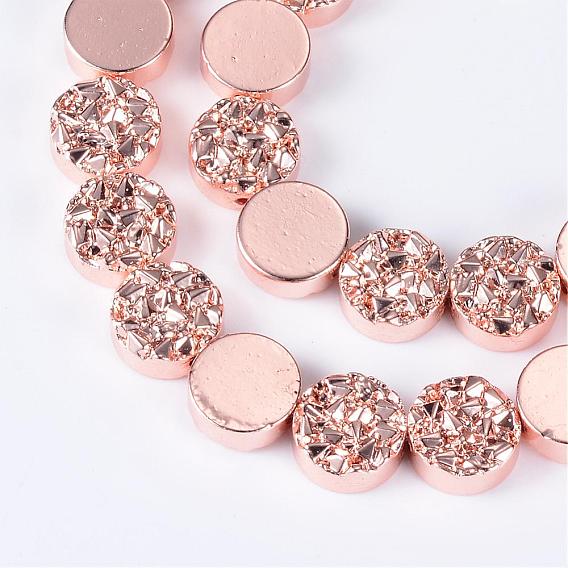 Electroplate Non-magnetic Synthetic Hematite Bead Strands, Flat Round