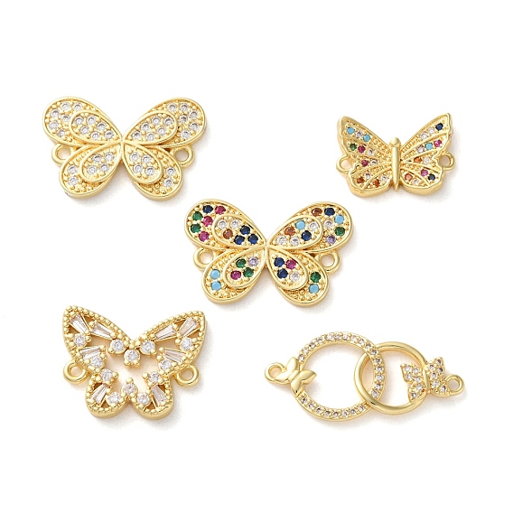 Стойка покрытие латунь кубический цирконий бабочка соединительные подвески, без свинца и без кадмия, реальный 18 k позолоченный