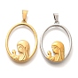 Стеклянные подвески, с 304 фурнитурой из нержавеющей стали, овальные с рисунками " virgin mary", вакуумное покрытие pvd