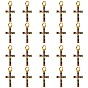 20Pcs Brass Micro Pave Colorful Cubic Zirconia Pendants, Cross