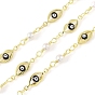 Enamel Lip Link Chains, with Glass Seed Beaded and Rack Plating Real 18K Gold Plated Brass Chain, Soldered, with Spools, Long-Lasting Plated, Cadmium Free & Lead Free