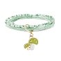 4 pcs 4 perles de rocaille de verre de style 4 ensemble de bracelets multi-brins, Whale & Strawberry & Honeycomb alliage émail charmes bracelets empilables pour les femmes