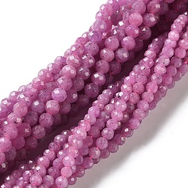 Natural Ruby Beads Strands, Faceted Round