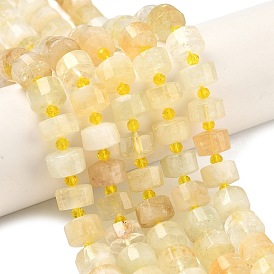 Нити из натуральных бусин лимонного кварца (обработанных нагреванием), граненые, диск, Heishi бусы, с бисером