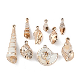 Plating Acrylic Pendants, with Imitation Shell, Shell Shapes