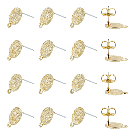 Alloy Stud Earring Findings, with Loop and Brass Ear Nuts, Steel Pins, Flat Round