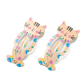 Cute Spray Painted Iron Snap Hair Clips, Cat, for Childern