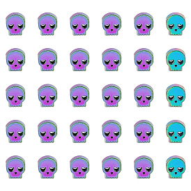 30шт. стойка покрытие радужного цвета сплав европейские бусины, бусины с большим отверстием, без кадмия, без никеля и без свинца, череп