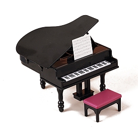 Miniature Grand Piano with Stool Model, Micro Landscape Dollhouse Accessories, Pretending Prop Decorations