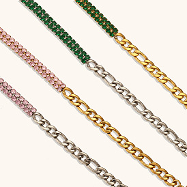 Stainless Steel and Zirconia Franco Chain Bracelet Jewelry