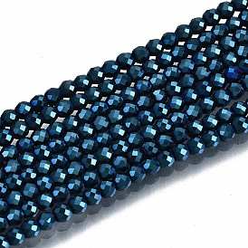 Electroplate Non-magnetic Synthetic Hematite Beads Strands, Round, Faceted