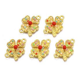 Alloy Links, with Colorful Resin, Four Leaf Clover