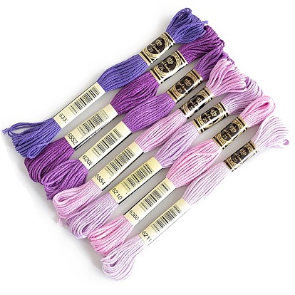 7 Skeins 7 Colors 6-Ply Cotton Embroidery Floss, Cross Stitch Threads, Purple Gradient Color Series