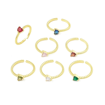 Открытое кольцо-манжета с кубическим цирконом, настоящее 18k позолоченное латунное кольцо-солитер для женщин, без свинца и без кадмия