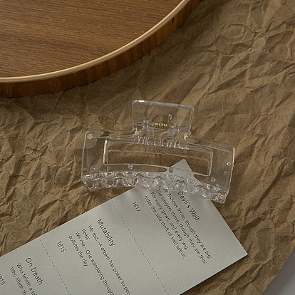 Прозрачные пластиковые заколки для волос с большими когтями, с железной пружиной, для густых волос девушки, прямоугольные