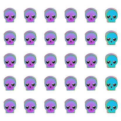 30шт. стойка покрытие радужного цвета сплав европейские бусины, бусины с большим отверстием, без кадмия, без никеля и без свинца, череп