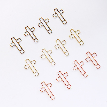100Pcs Metal Paper Clips, Religion Cross Spiral Wire Paperclips