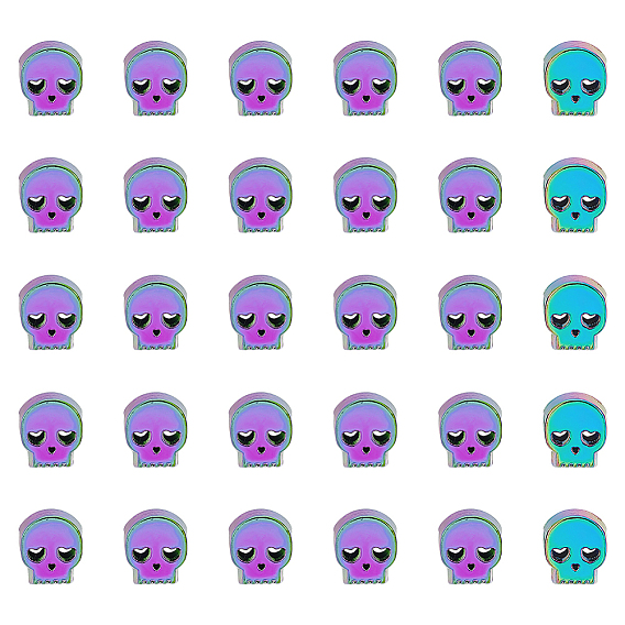 30шт. стойка покрытие радужного цвета сплав европейские бусины, бусины с большим отверстием, без кадмия, без никеля и без свинца, череп