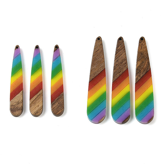 Подвески Pride на тему радуги из смолы и орехового дерева, слеза