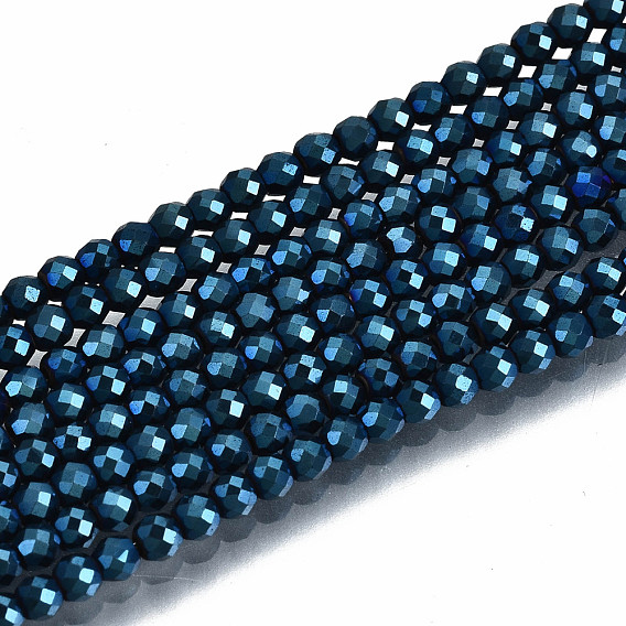 Electroplate Non-magnetic Synthetic Hematite Beads Strands, Round, Faceted