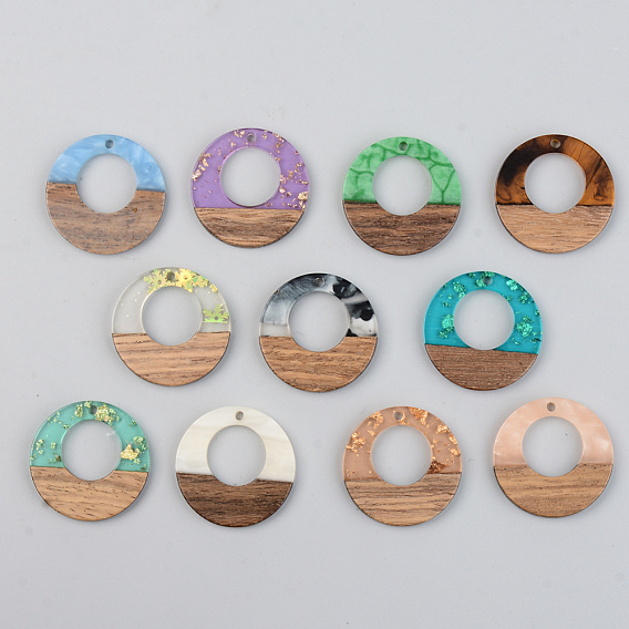 Resin & Walnut Wood Pendants, Ring