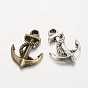 Anchor Tibetan Style Alloy Charms Pendants, Cadmium Free & Lead Free, 17x12.5x3mm, Hole: 2mm, about 1428pcs/1000g