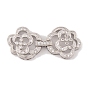 Rack Plating Brass Micro Pave Clear Cubic Zirconia Fold Over Clasps, Long-Lasting Plated, Lead Free & Cadmium Free, Flower