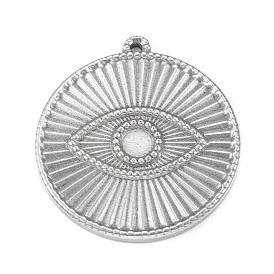 304 Stainless Steel Pendant Cabochon Settings, Flat Round Links with Eye