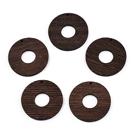 Natural Wenge Wood Pendants, Undyed, Donut Charms