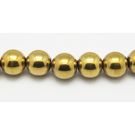 Non-magnétiques perles d'hématite synthétique brins, Grade a, ronde, 12mm, Trou: 1mm