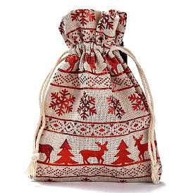 Cotton Gift Packing Pouches Drawstring Bags, for Christmas Valentine Birthday Wedding Party Candy Wrapping, Red